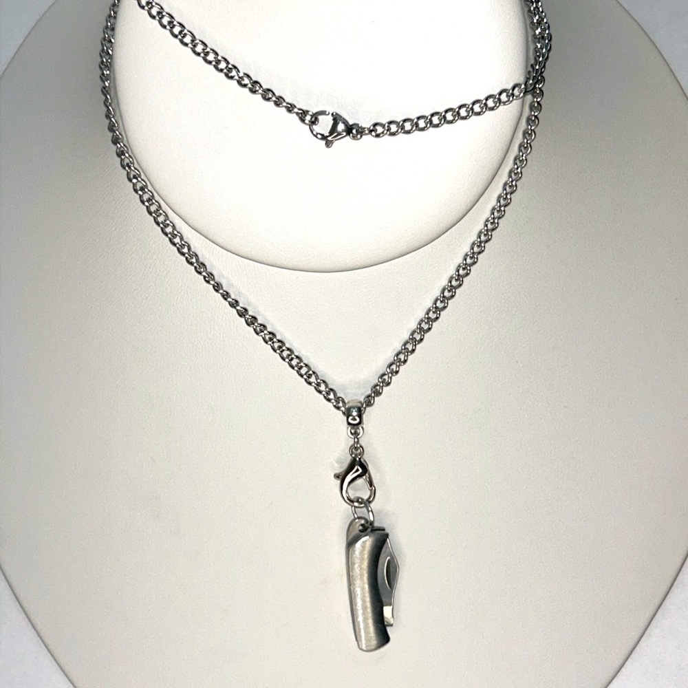 Artisan Handmade Outdoor Folding Knife Hypoallergenic Stainless Steel Necklace